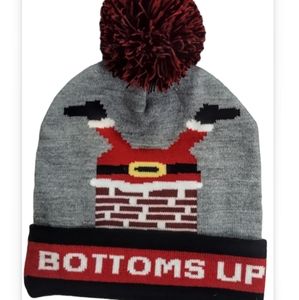 Bottoms Up knit santa hat beanie  Holiday party. Top off ur Ugly sweater. Unisex